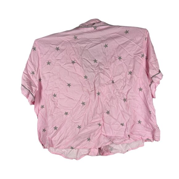 Joyspun Women's Pink Star Print Button-Down Pajama Shirt 2X - Picture 2 of 4